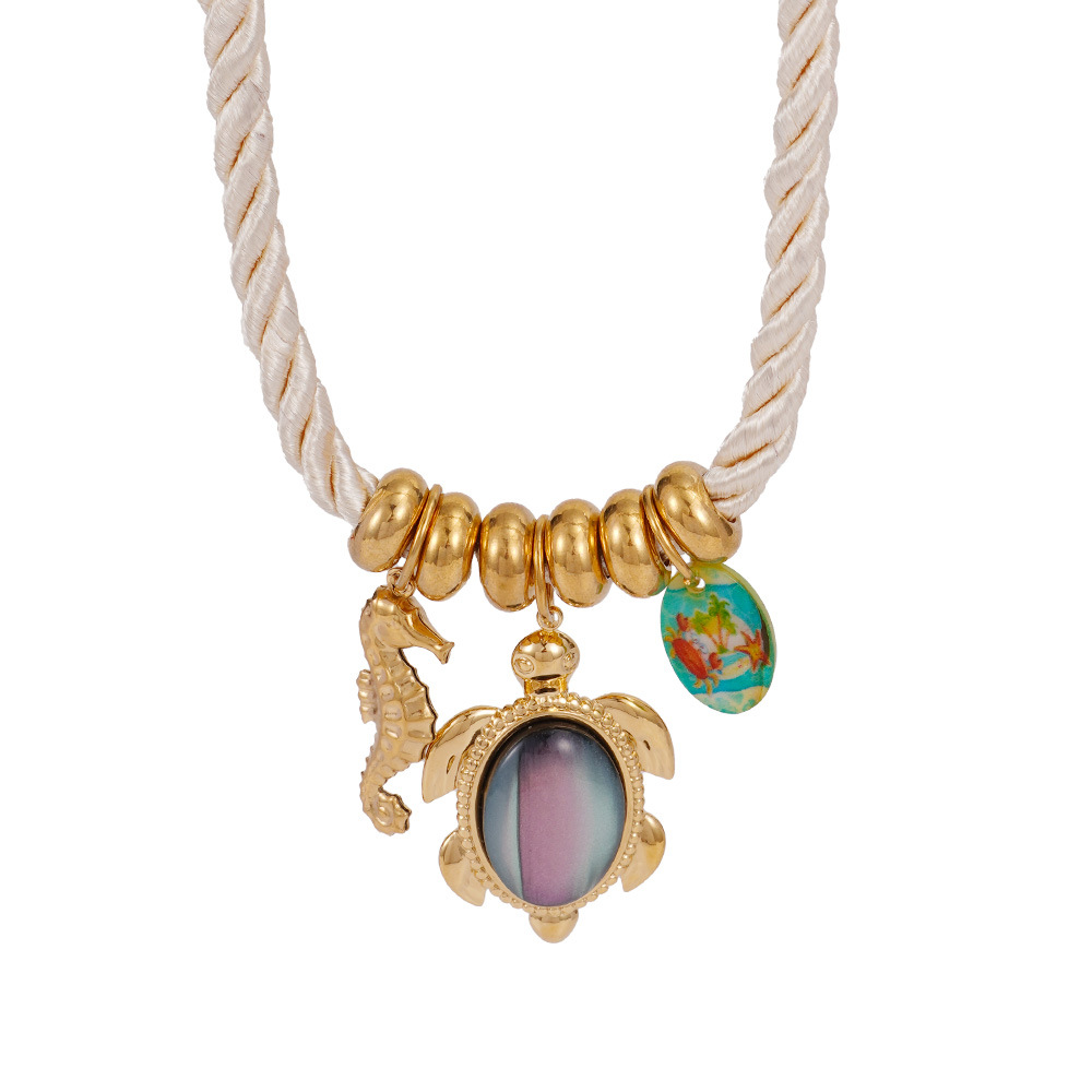 1 Piece Stylish Series Retro Starfish Rope Stainless Steel Gold Color Women's Pendant Necklaces h5Picture7