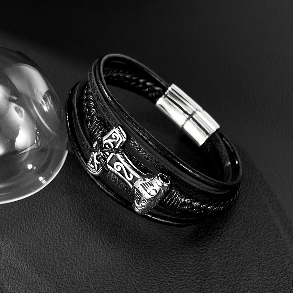 1 Stück geometrische mehrschichtige Herrenarmbänder aus Edelstahl h5Bild6