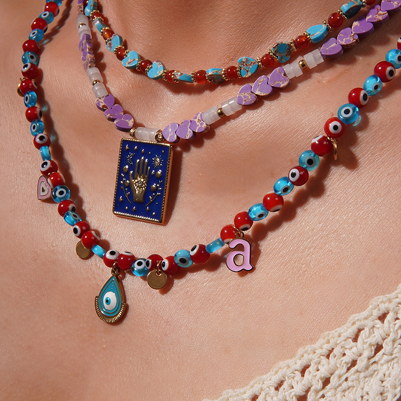 Sophisticated Eye Stainless Steel Gold Color Women's Beaded Necklaces h5Picture3