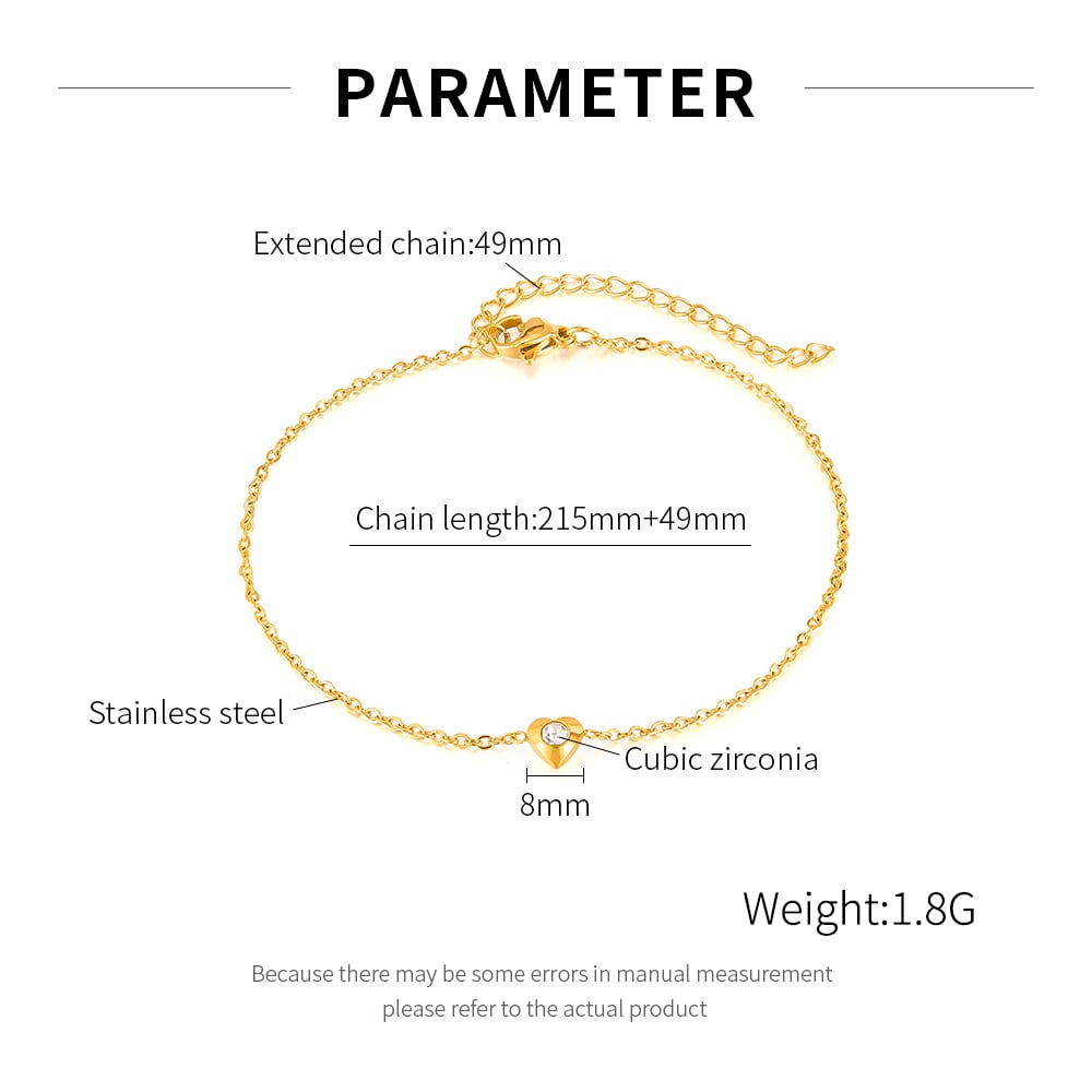 1 Stück Simple Series Vacation Heart Edelstahl Goldfarben Damen Fußkettchen h5Bild7