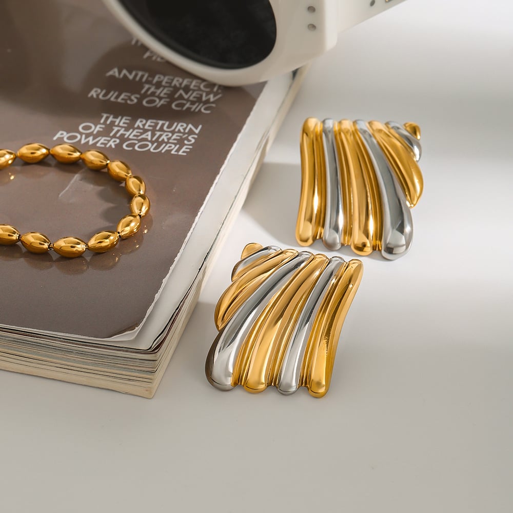 1 pair  style stainless steel gold color women's stud earrings Picture3