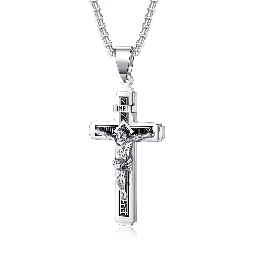 1 Piece Classic Cross Stainless Steel Gold & Silver Color Men's Necklaces