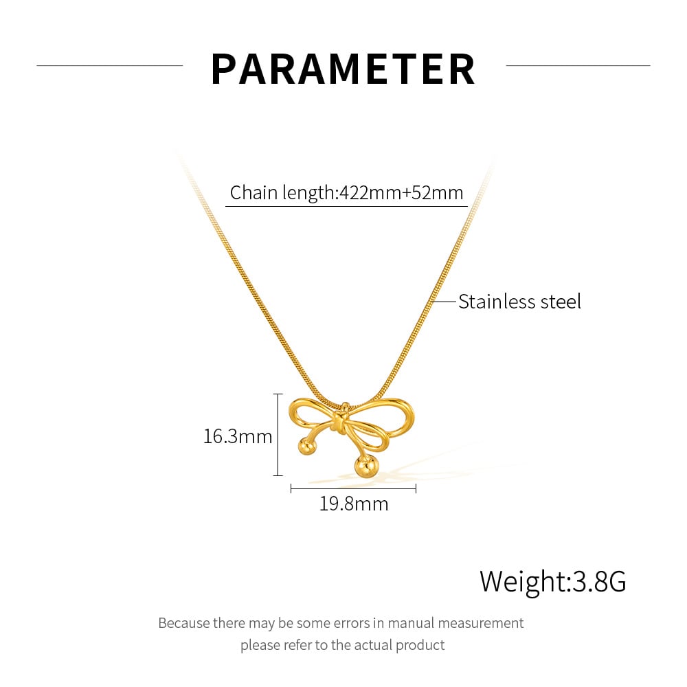 1 Stück Simple Series Daily Bow Knot Edelstahl Goldfarben Damen-Anhänger-Halsketten h5Bild7