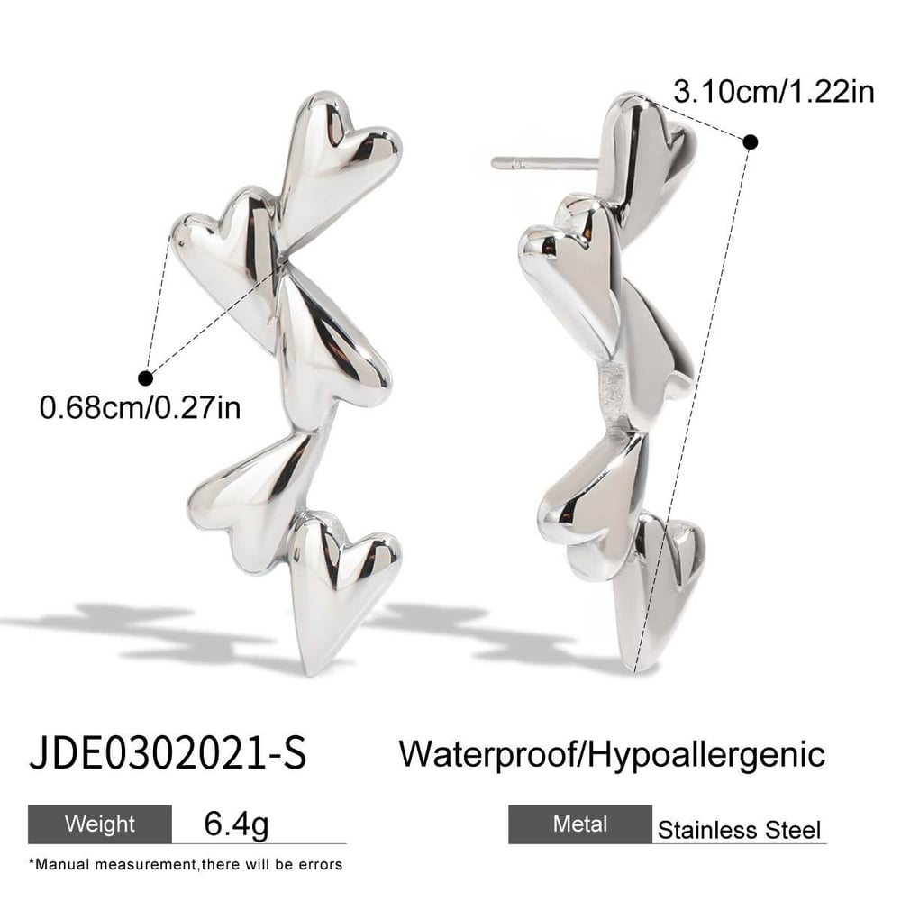 Heart Stainless Steel  MIxed Color Stud Earrings