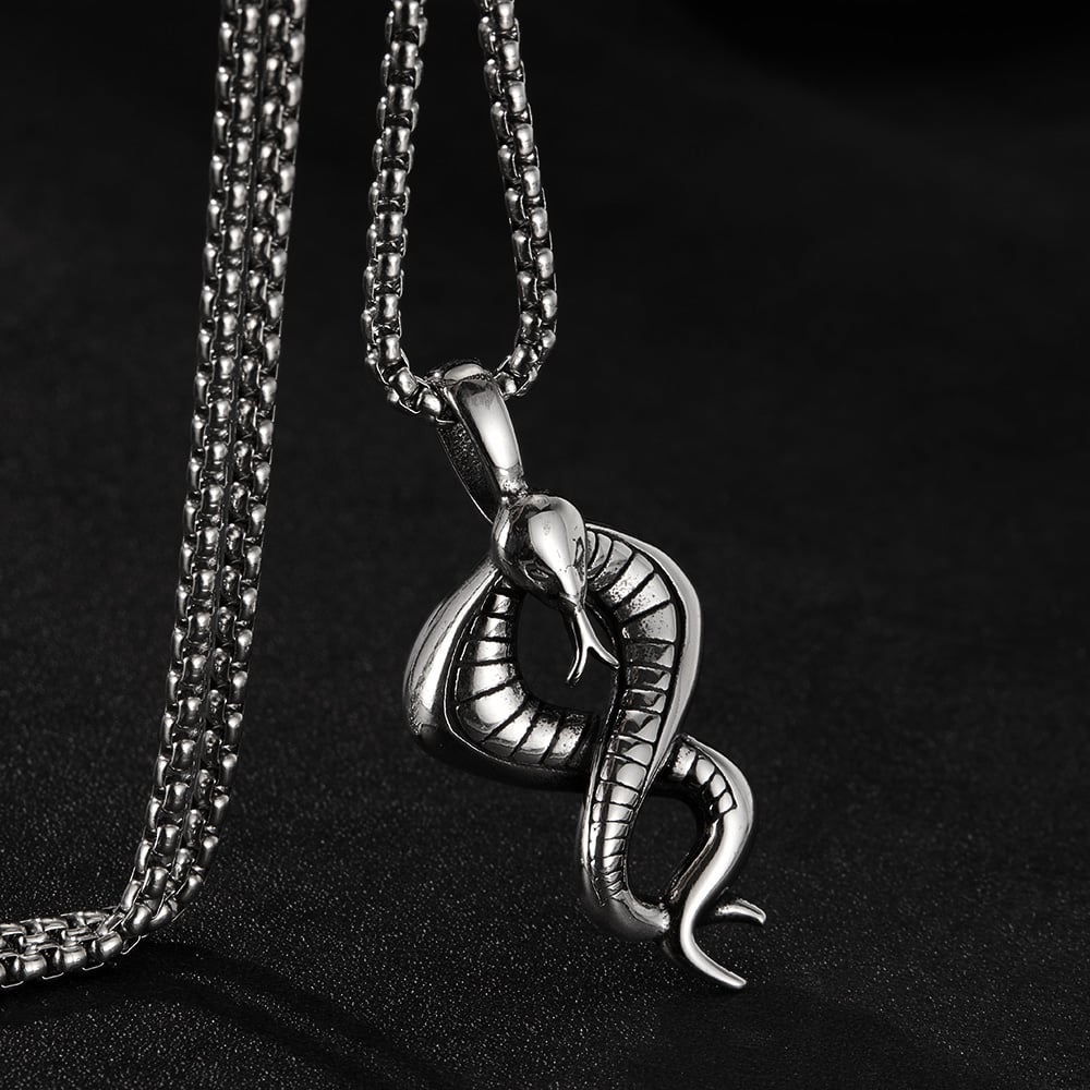 1 pezzo di collana da uomo in acciaio inossidabile a forma di serpente punk h5Immagine7