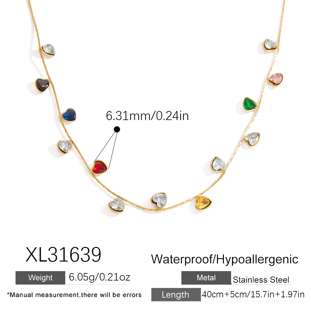 Light Luxury Simple Gem - inlaid Gold - colored Stainless Steel Necklace for Women