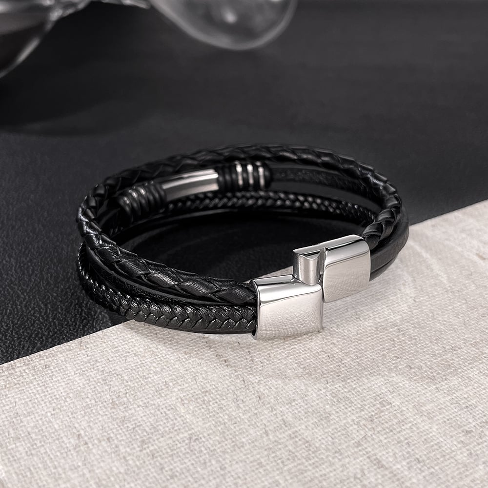 Bracelet minimaliste multicouche en acier inoxydable pour homme, 1 pièce h5Image5