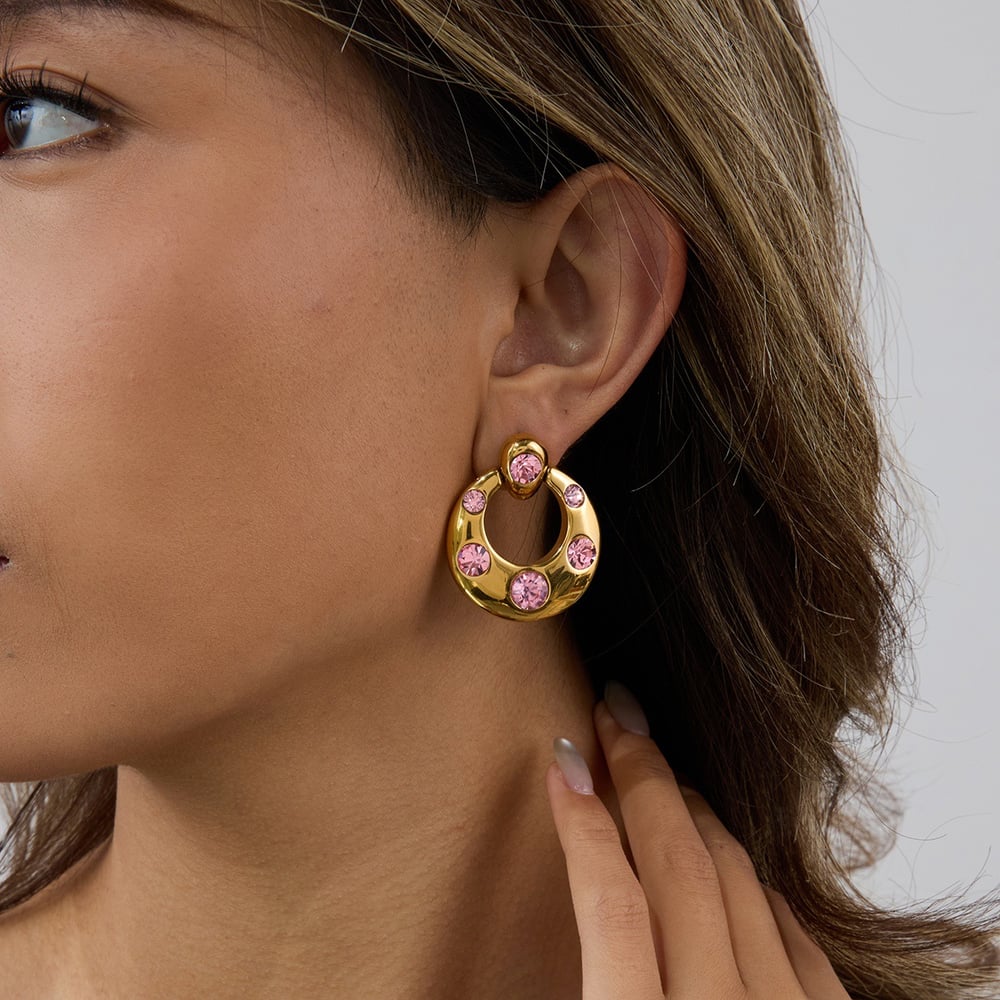 style geometric stainless steel  gold color drop earrings h5Picture4