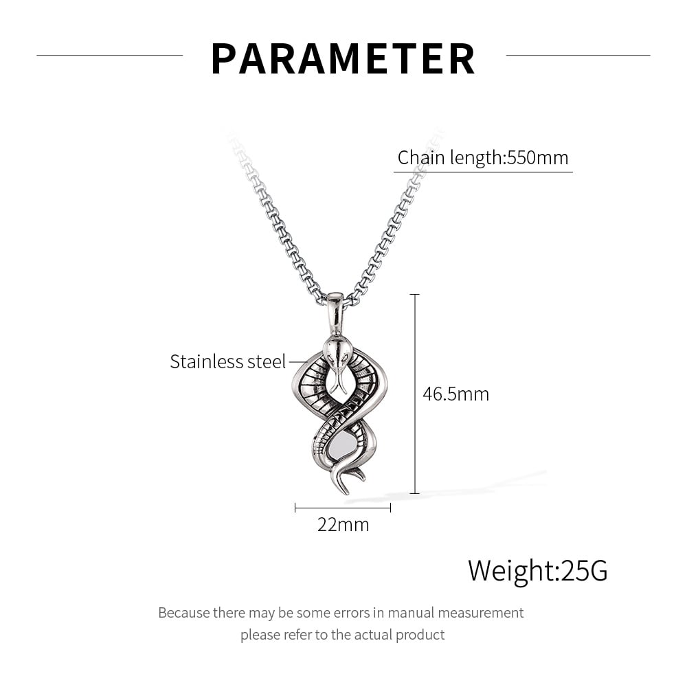 1 pezzo di collana da uomo in acciaio inossidabile a forma di serpente punk h5Immagine8