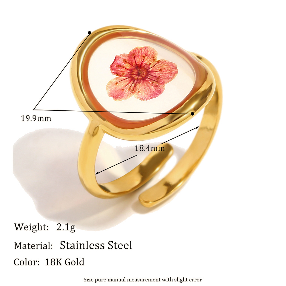 1  Piece Vintage Personalized Flower Gold Stainless Steel Women's Ring h5Picture6