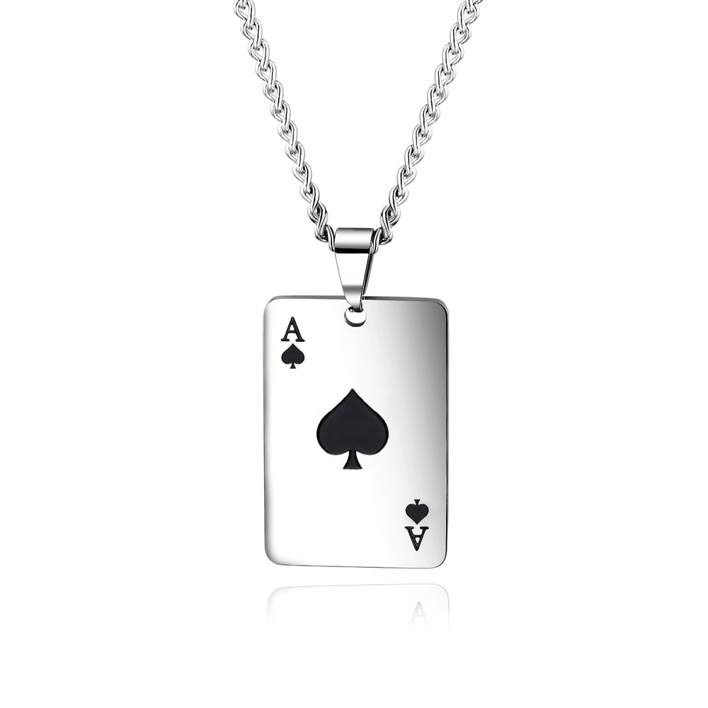 1 Piece Classic Poker Stainless Steel Men's Necklaces
