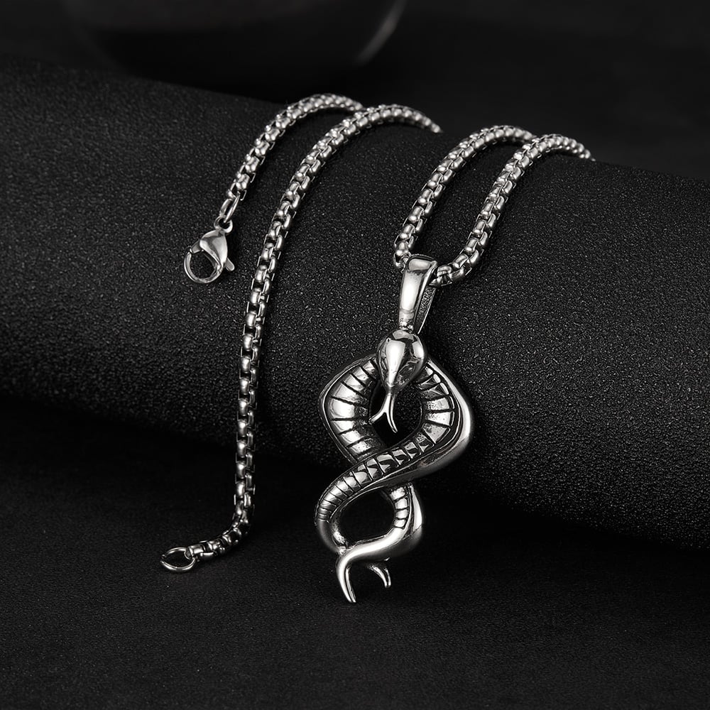 1 pezzo di collana da uomo in acciaio inossidabile a forma di serpente punk h5Immagine3