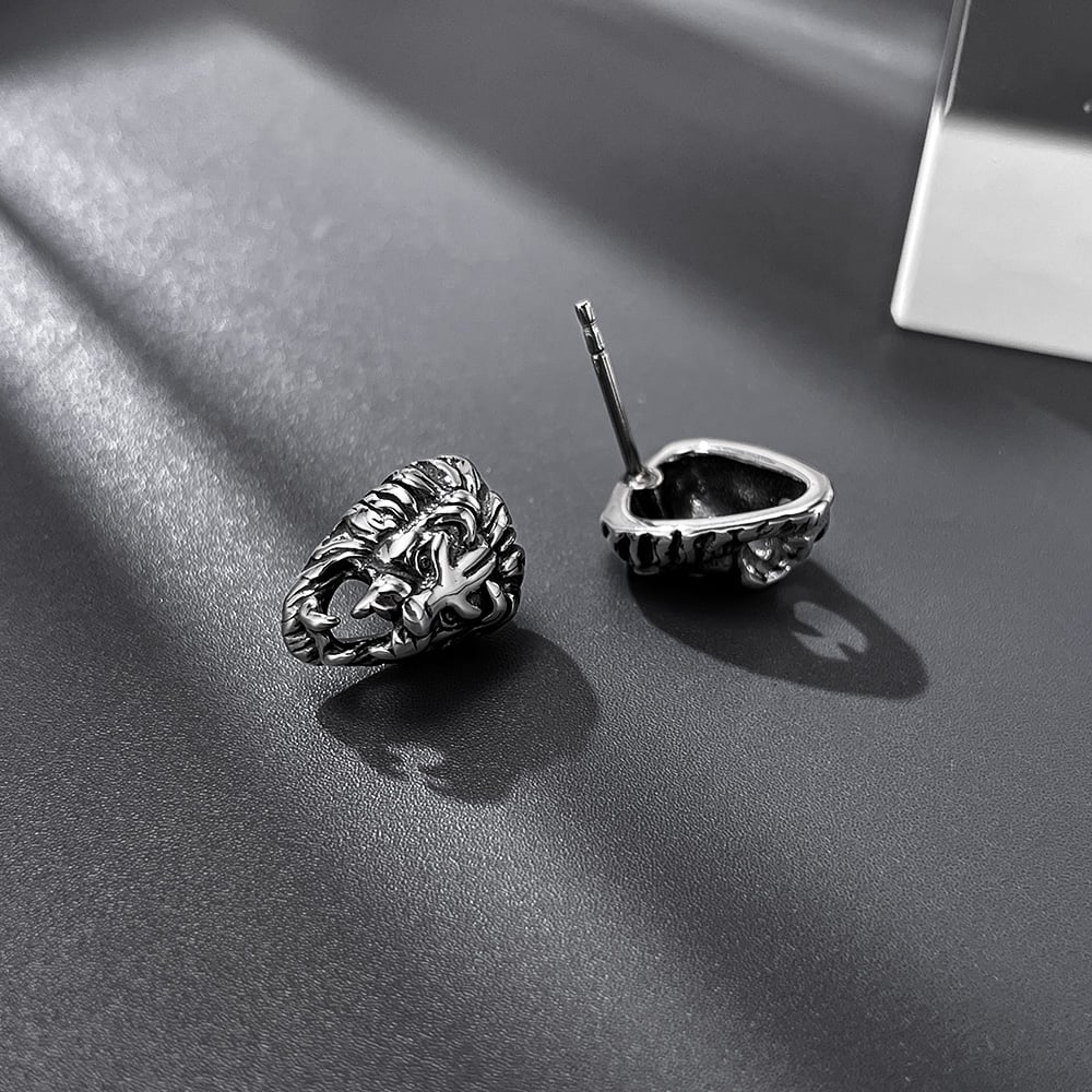 1 Pair Rock Snake Stainless Steel Men's Earrings h5Picture5