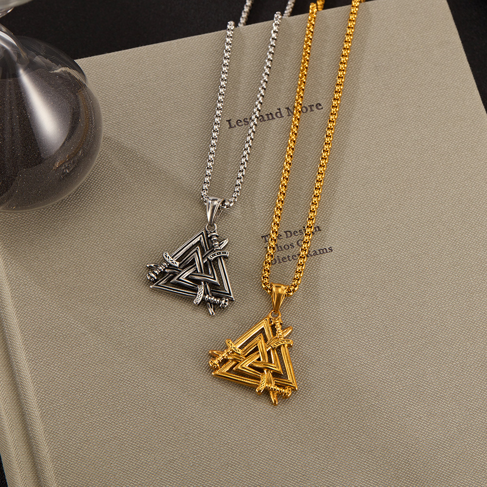 1 Piece Designable Triangle Stainless Steel Men's Pendant Necklaces h5Picture9