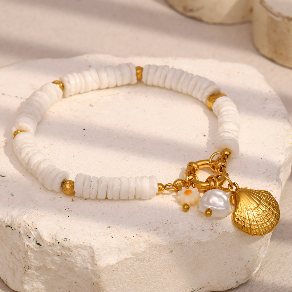 Shell Stainless Steel Gold Color Charm Bracelets Picture5