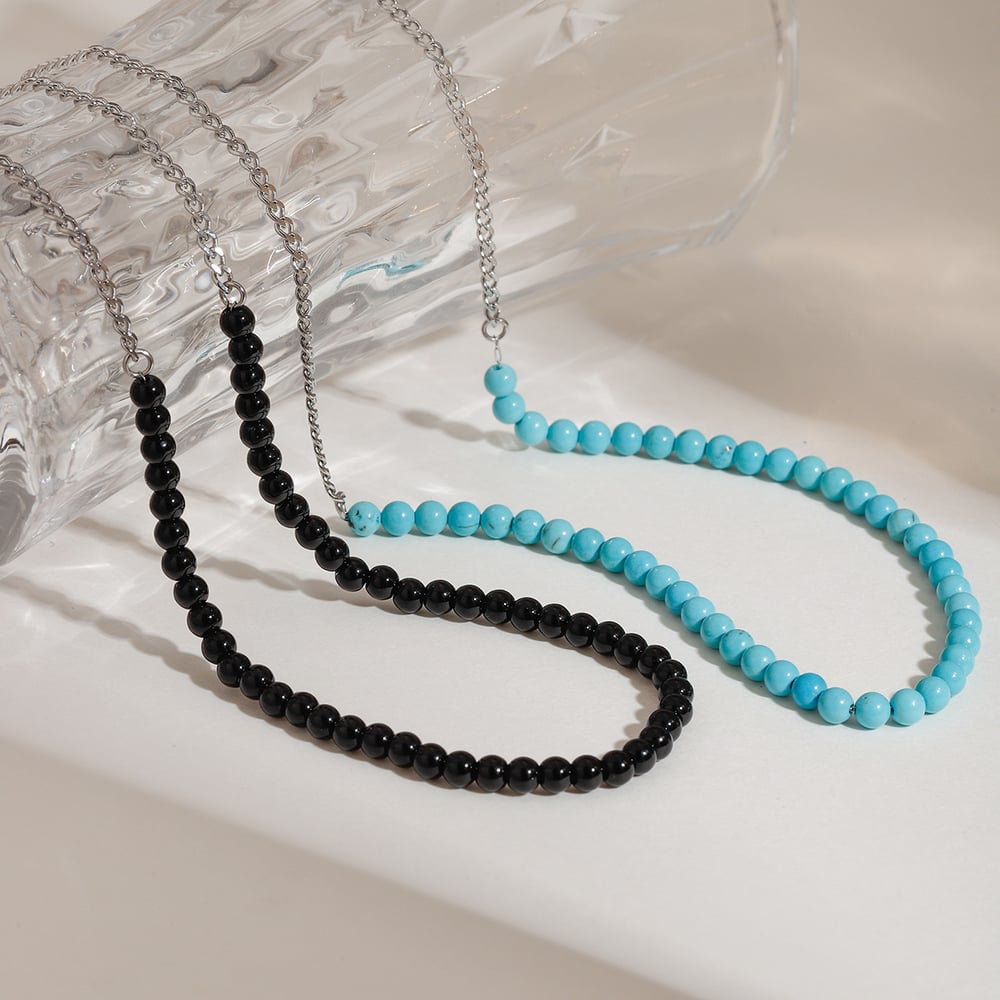 Retro Stainless Steel Beaded Necklaces Picture3