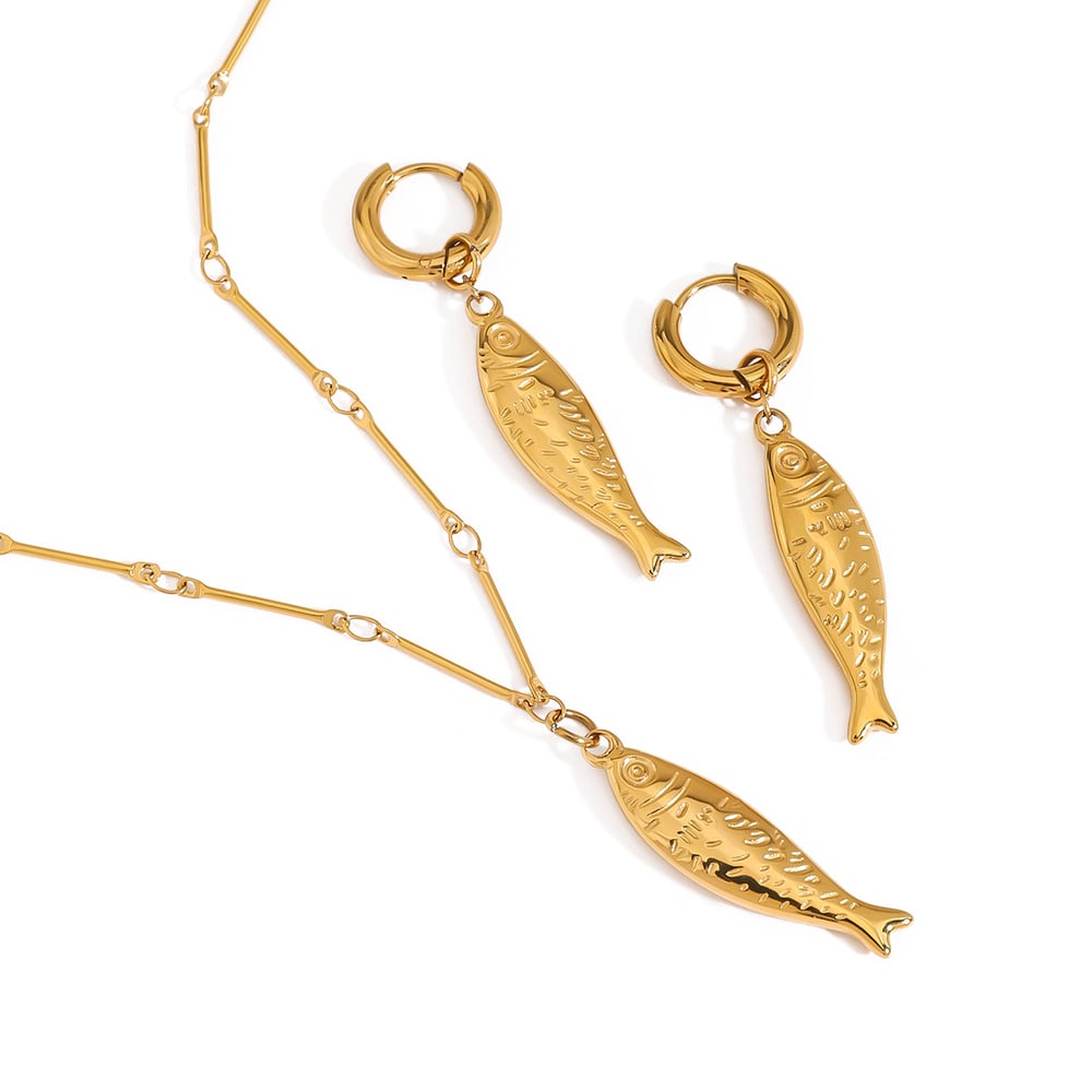 Cute Fish Stainless Steel Gold Color  Drop Earrings Picture5