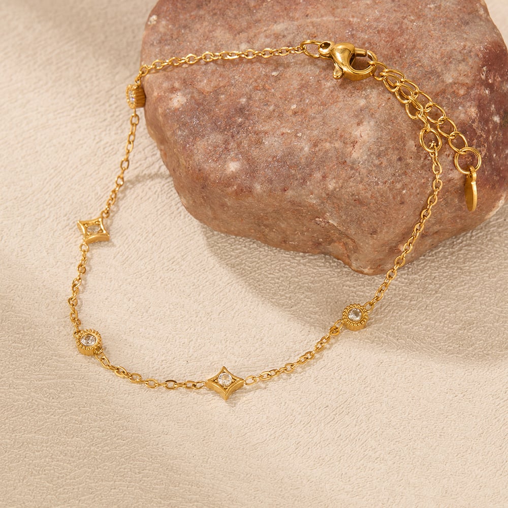 1 Stück Simple Series Tägliche geometrische Edelstahl Gold Farbe Damen Charm Armbänder h5Bild4