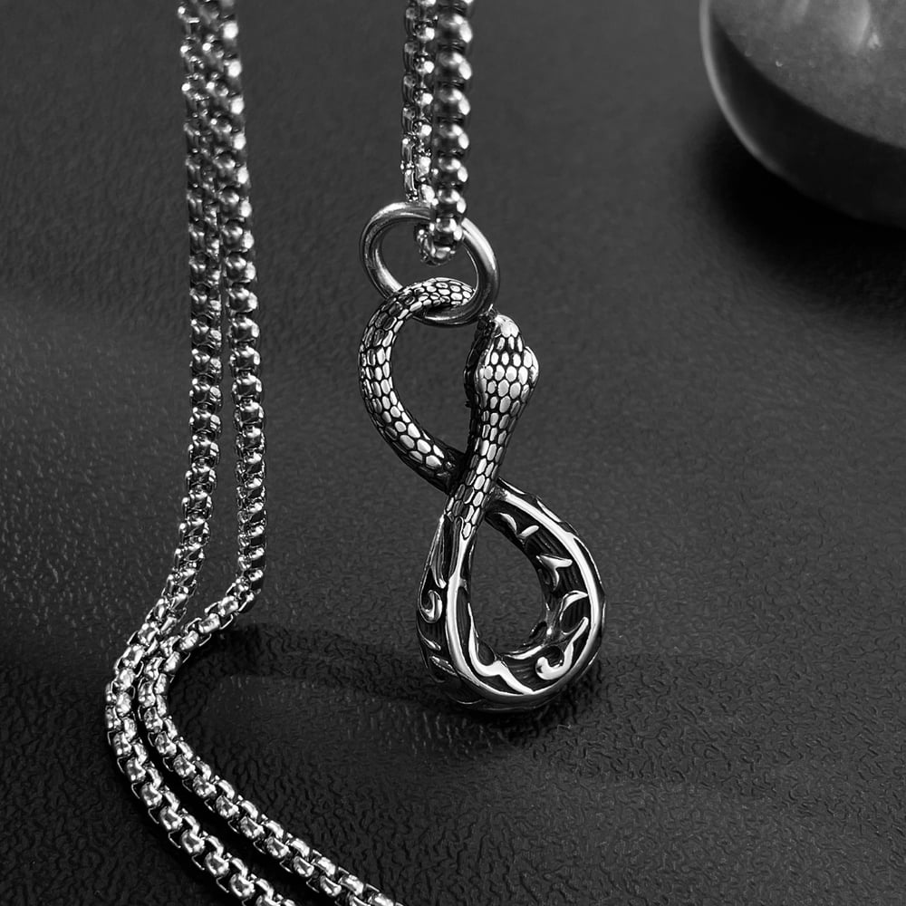 1 Piece Vintage Snake Stainless Steel Men's Necklaces h5Picture3