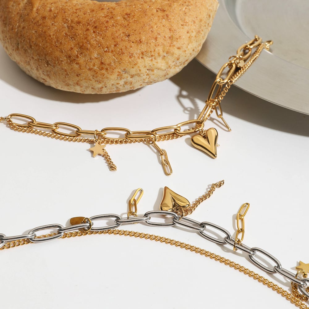 Heart Stainless Steel Mixed Color Charm Bracelets Picture3