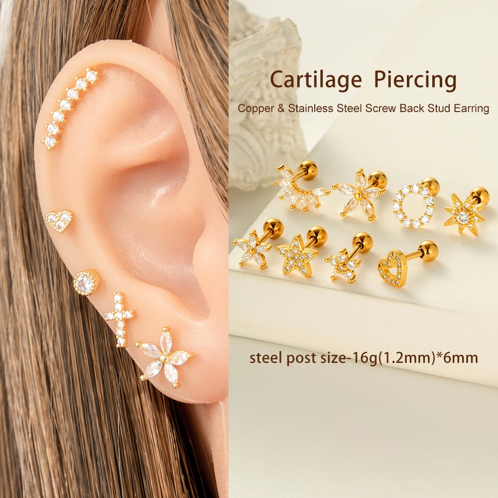 1 Piece Heart Copper Gold Color Piercings Earrings Picture4