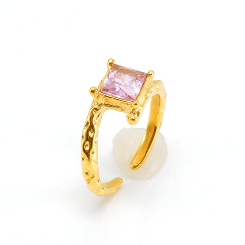 Stainless Steel Gold Color Gemstone Rings 