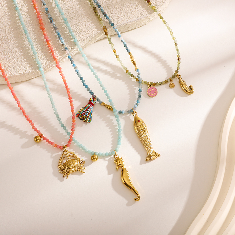 1 Pair Simple Series Vacation Turtle Stainless Steel   Gold Color  Women's Pendant Necklaces h5Picture3