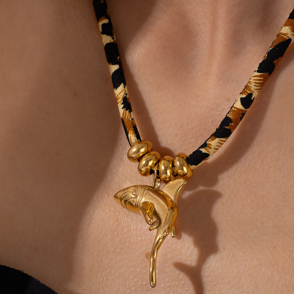 1 Piece Leopard Print Gold Color Stainless Steel Women's Pendant Necklaces Picture7