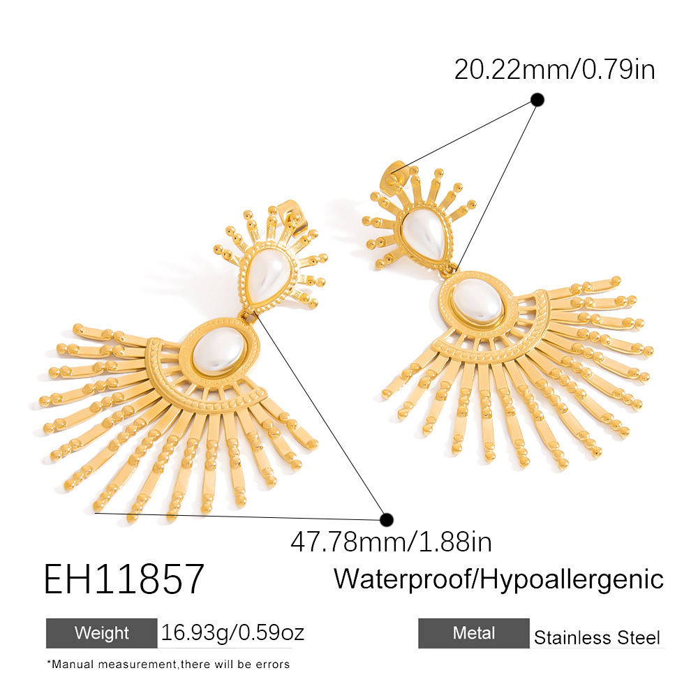 Stainless Steel Gold Color Drop Earrings h5Picture2