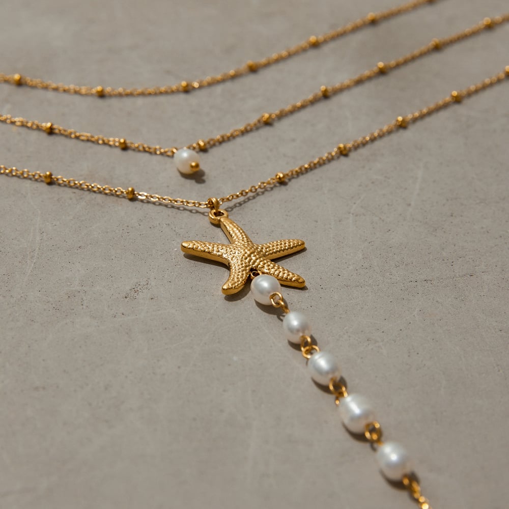 style starfish stainless steel gold color layered necklace h5Picture5