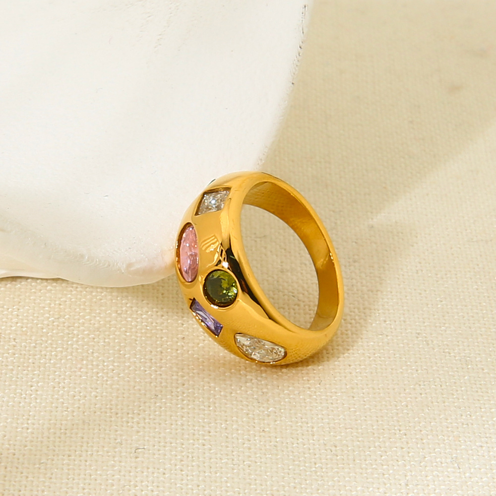 Luxurious Series Retro Geometric Stainless Steel  Statement Rings Picture3