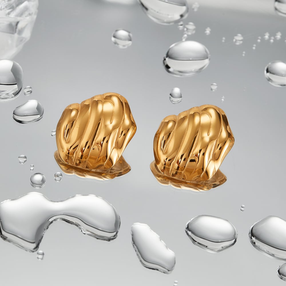 1 Paar Simple Series Tägliche geometrische Edelstahl Goldfarbene Damen-Ohrstecker Bild3