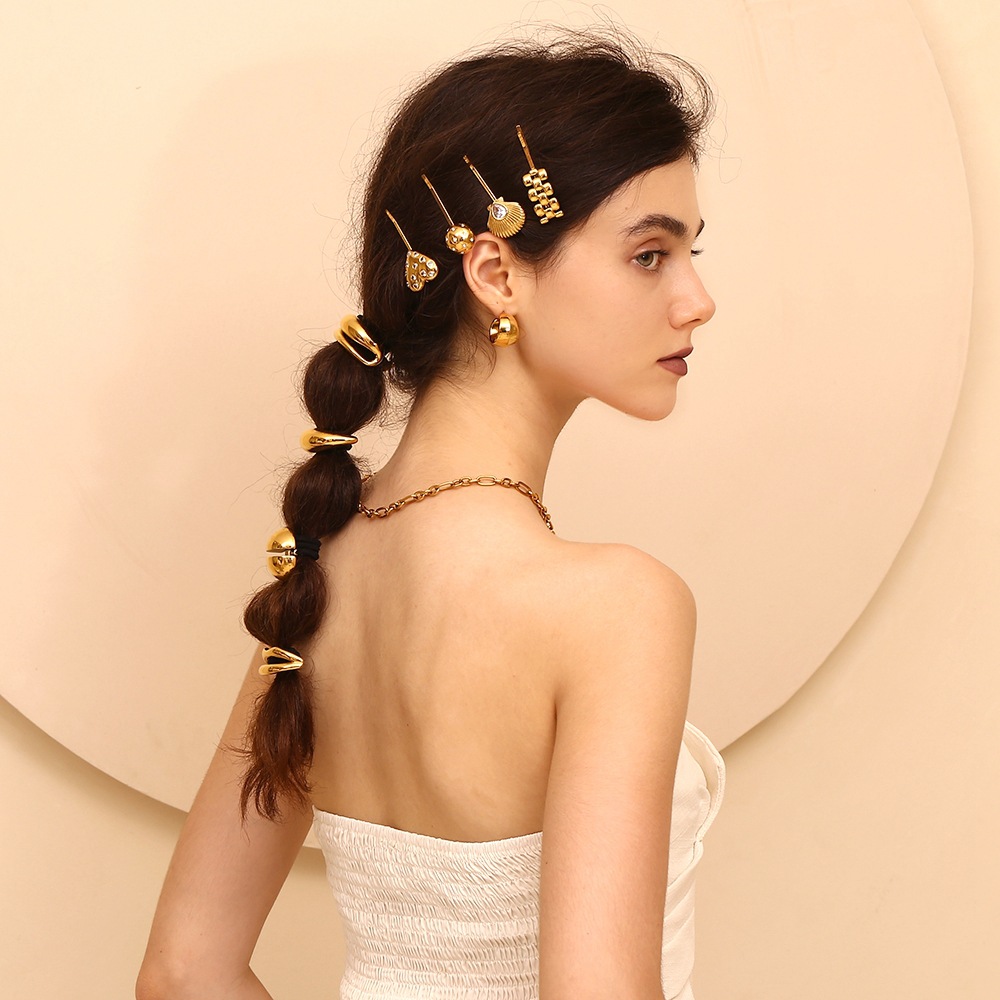 1 Piece Unique and Creative - shaped Gold - colored Stainless Steel Hair Clips h5Picture2