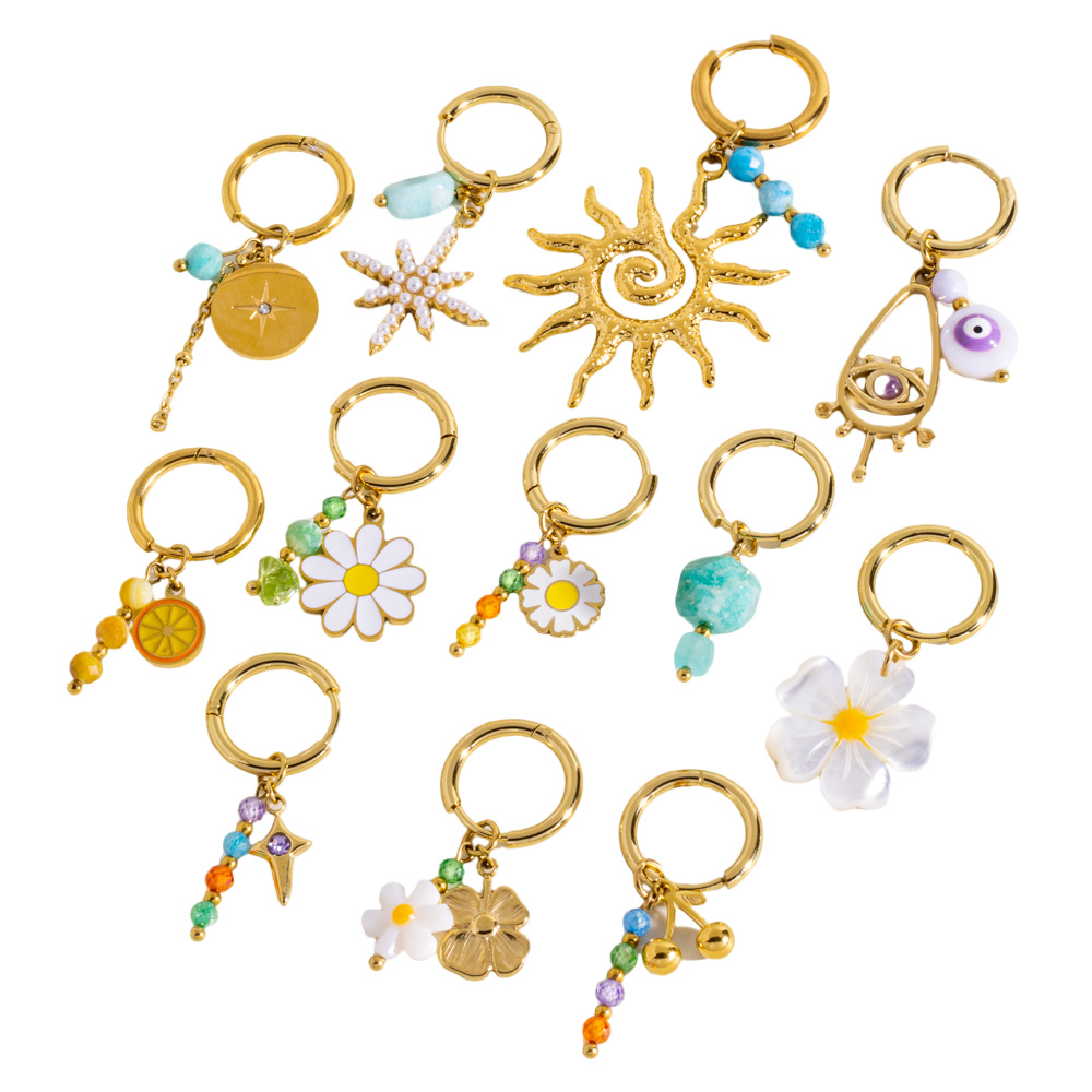 Simple Series Vacation Flower Stainless Steel Women's Drop Earrings Picture5