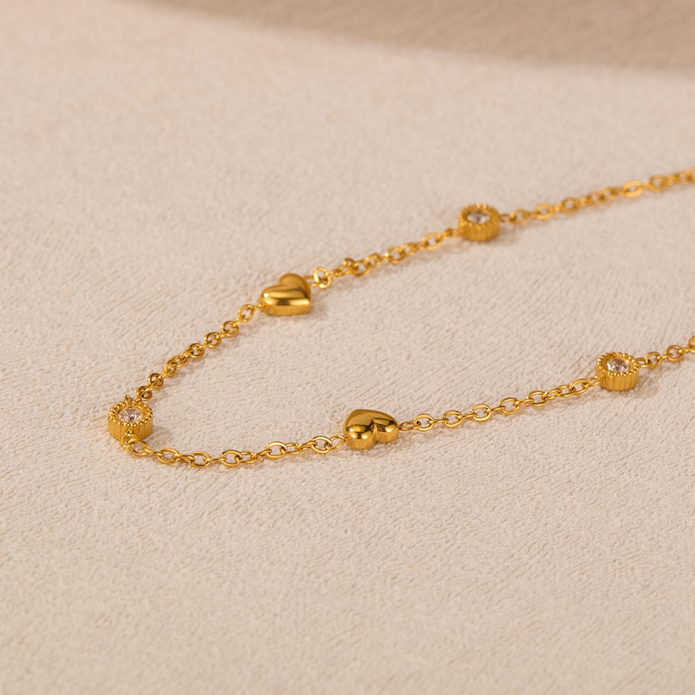 1 Paar Simple Series Daily Heart Edelstahl Goldfarben Damen Kettenarmbänder Bild4