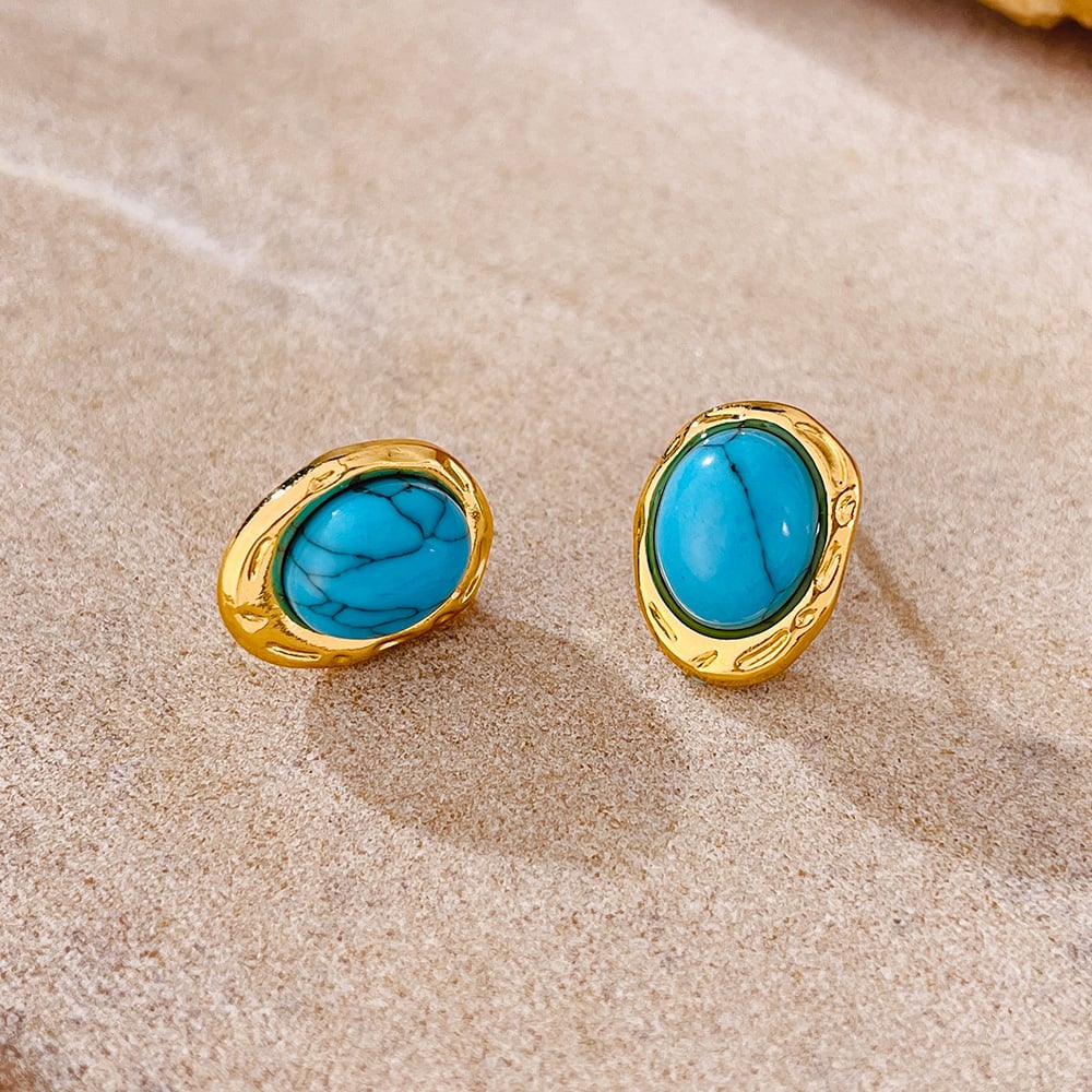 1 Paar einfache Serie lässig geometrische Edelstahl Gold Farbe Damen Ohrstecker h5Bild6