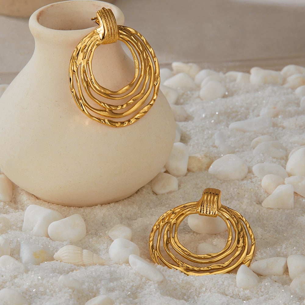 1 Paar Simple Series Tägliche geometrische Edelstahl Goldfarbene Damen-Ohrstecker Bild4