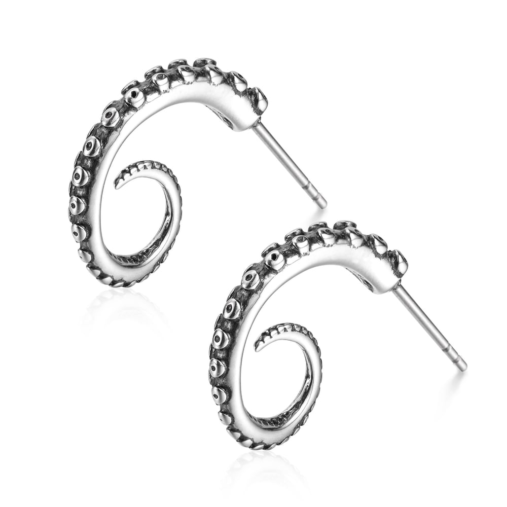 Pendientes de acero inoxidable con diseño de tentáculo de pulpo para hombre