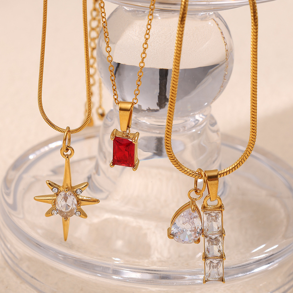 Stainless Steel Gold Color Zircon Pendants Picture3