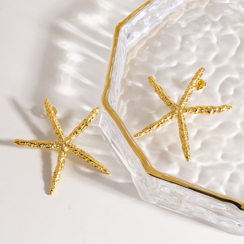 Stylish Solid Colored Starfish Stainless Steel Women's Stud Earrings h5Picture4