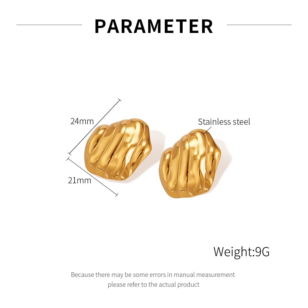 1 Paar Simple Series Tägliche geometrische Edelstahl Goldfarbene Damen-Ohrstecker Bild2