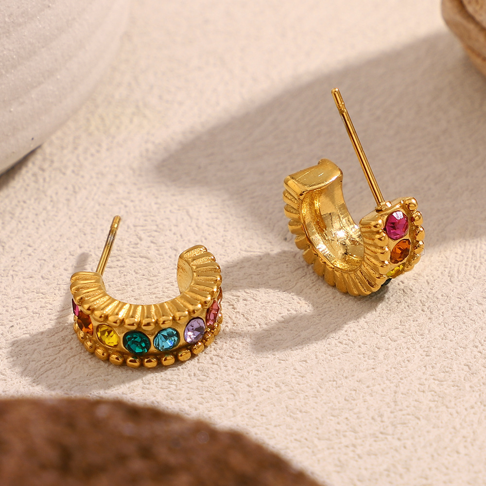 1 Piece Luxurious Series Elegant Solid Color Stainless Steel Women's Stud Earrings h5Picture4