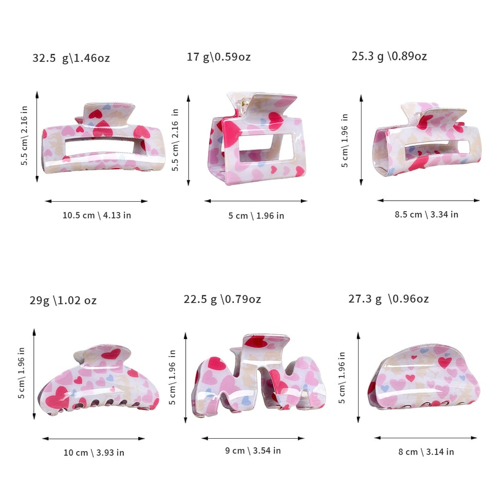 1 Pair Simple Series Elegant Heart PVC Women's Hair Claws h5Picture5