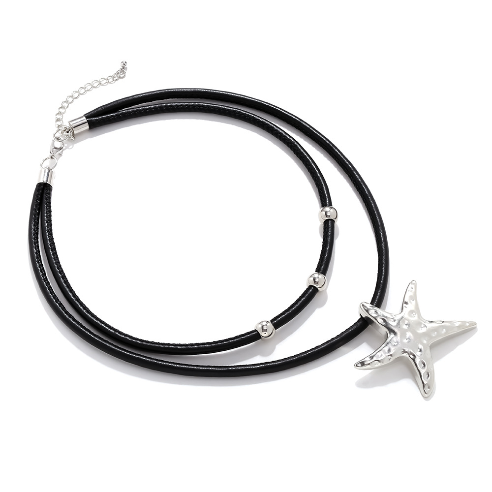 PU Rope Alloy Starfish Pendant Necklaces Picture2