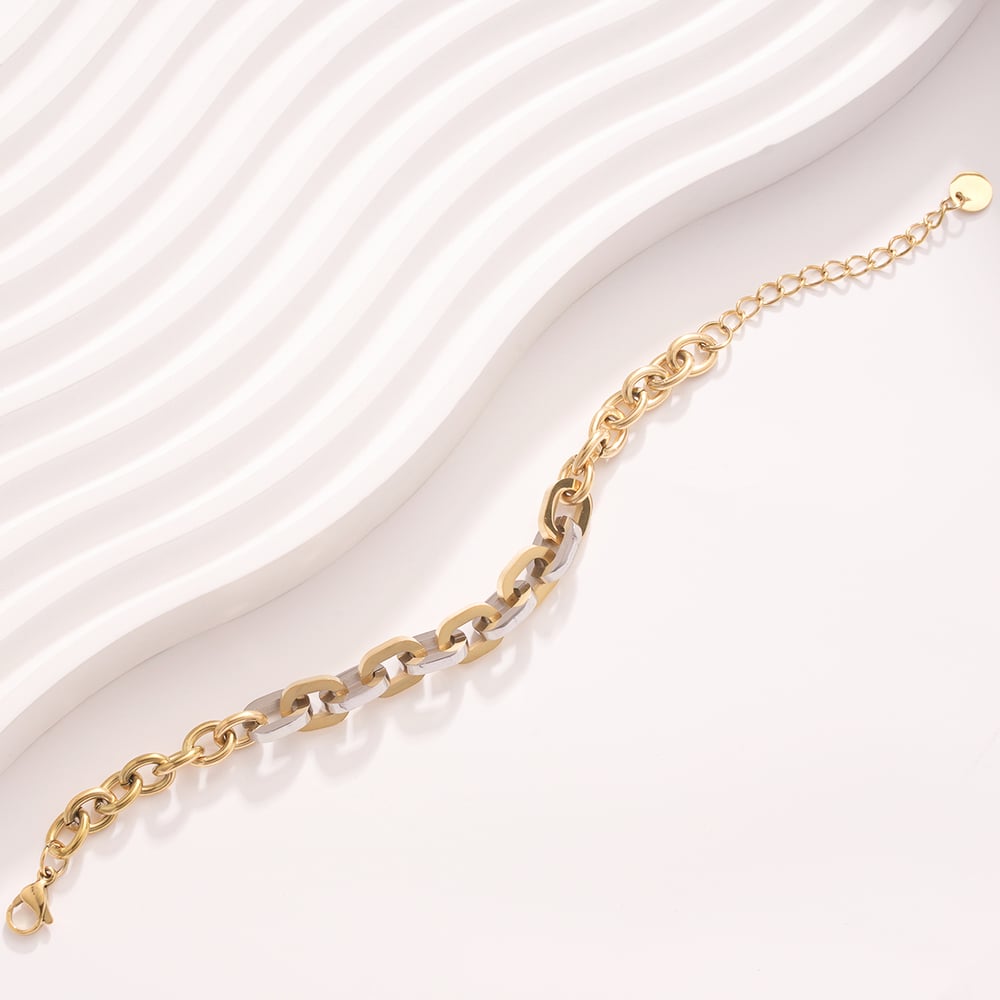 Chain Twist Stainless Steel Gold Color Women's Chain Bracelets h5Picture3