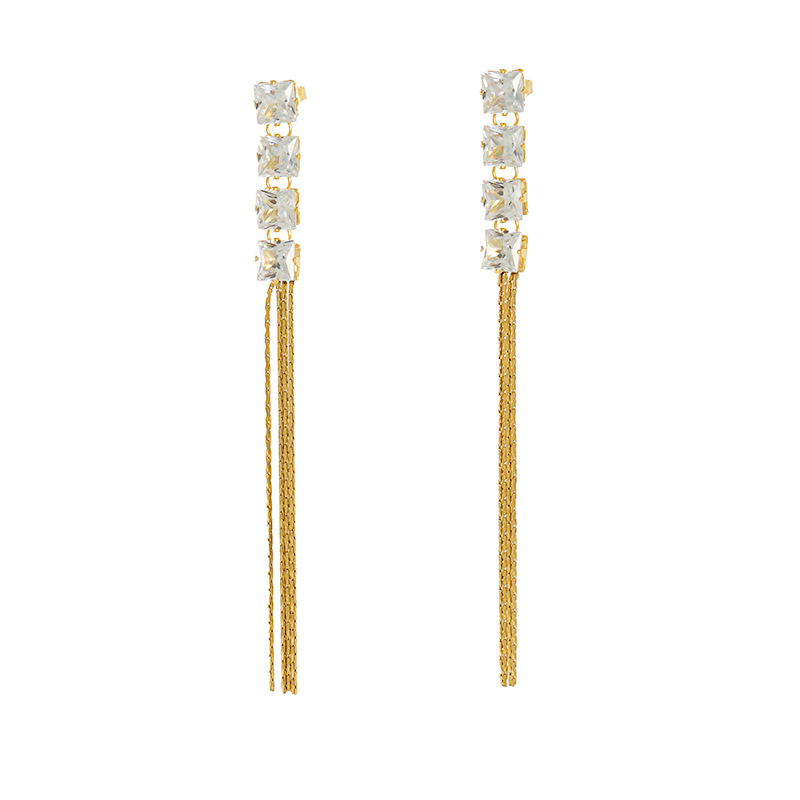 Tassel Stainless Steel  Gold Color Dangle Earrings