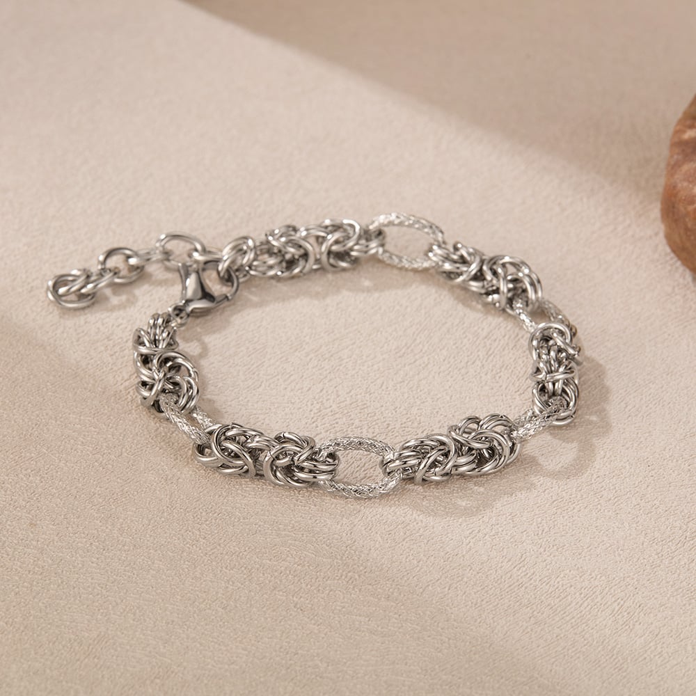 1 Stück Simple Series Tägliche geometrische Edelstahl Goldfarbene Damen-Kettenarmbänder h5Bild4