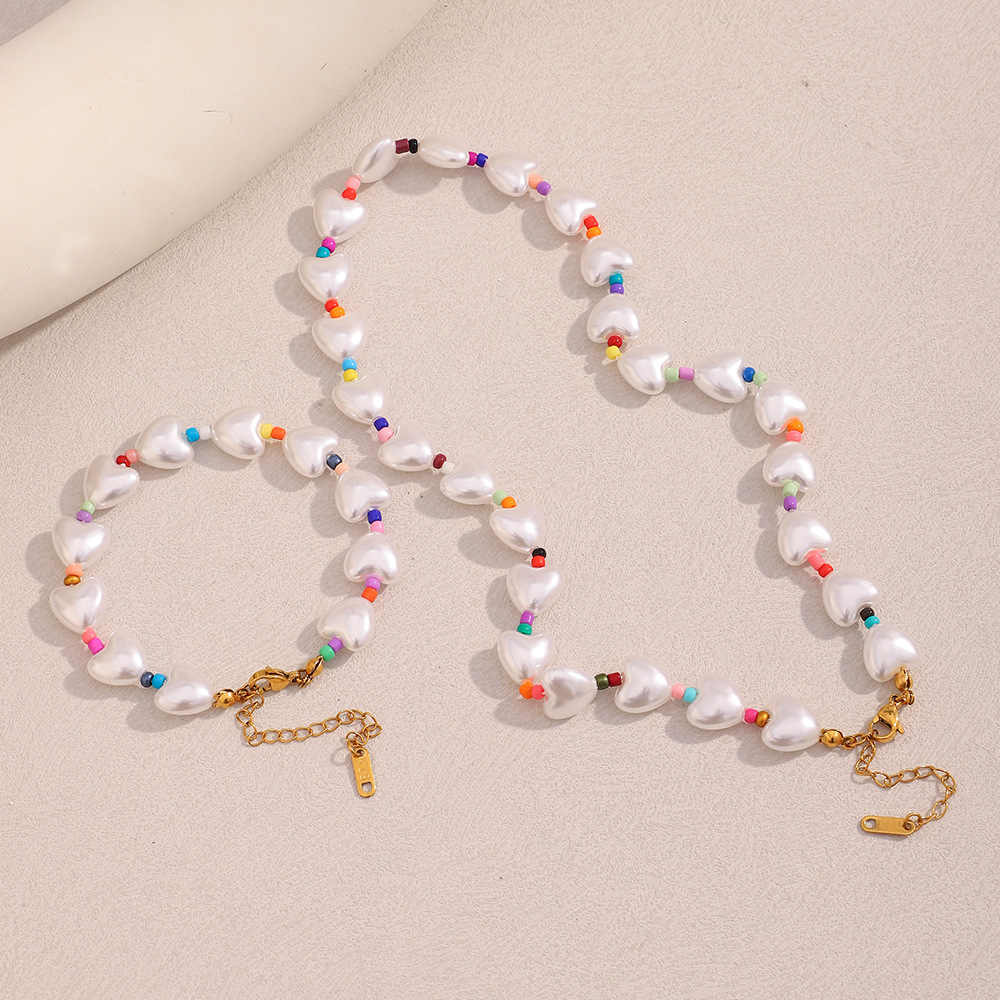 Romantic Series Sweet Heart Acrylic Women's Beaded Necklaces h5Picture5