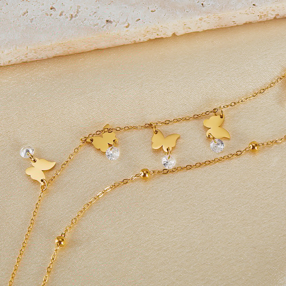 1 Stück Simple Series Einfache Fußkettchen mit Schleife und Knoten aus Edelstahl in Goldfarbe h5Bild4