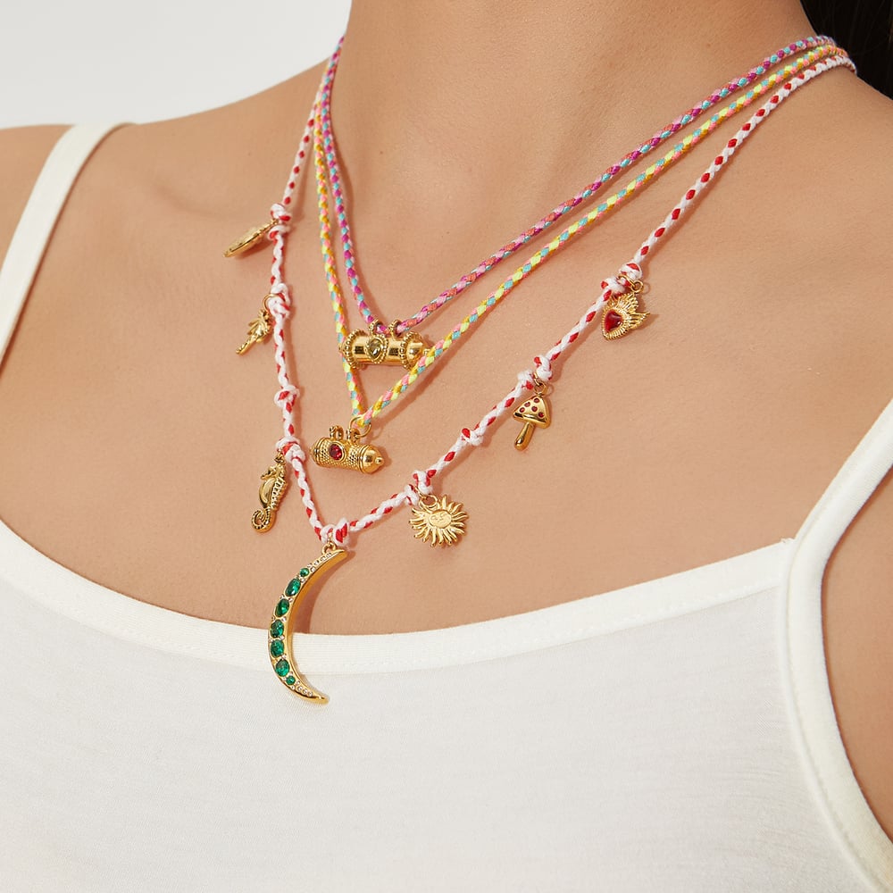 1 Pair Romantic Series Classic Sun/Moon Stainless Steel   Gold Color  Women's Pendant Necklaces h5Picture4